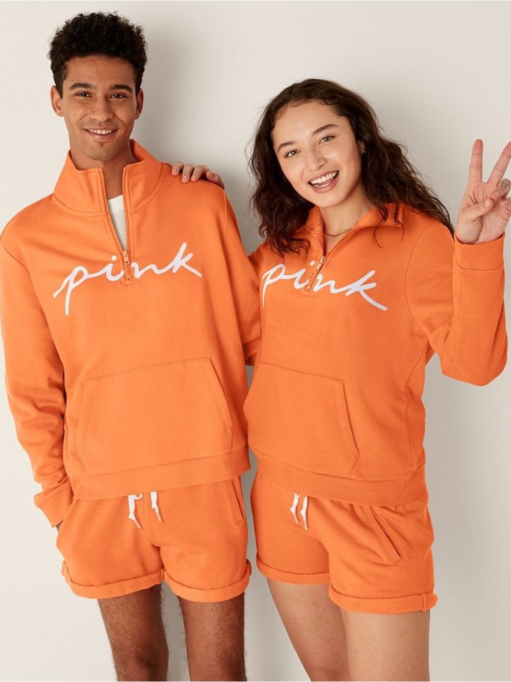 PINK Victoria's Secret Orange Fleece Pullover